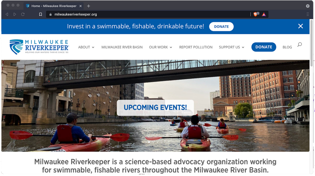 Screengrab of Milwaukee Riverkeeper website